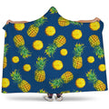Blue Pineapple Pattern Print Hooded Blanket