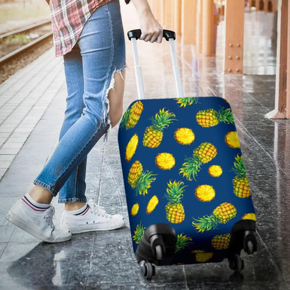 Blue Pineapple Pattern Print Luggage Cover GearFrost