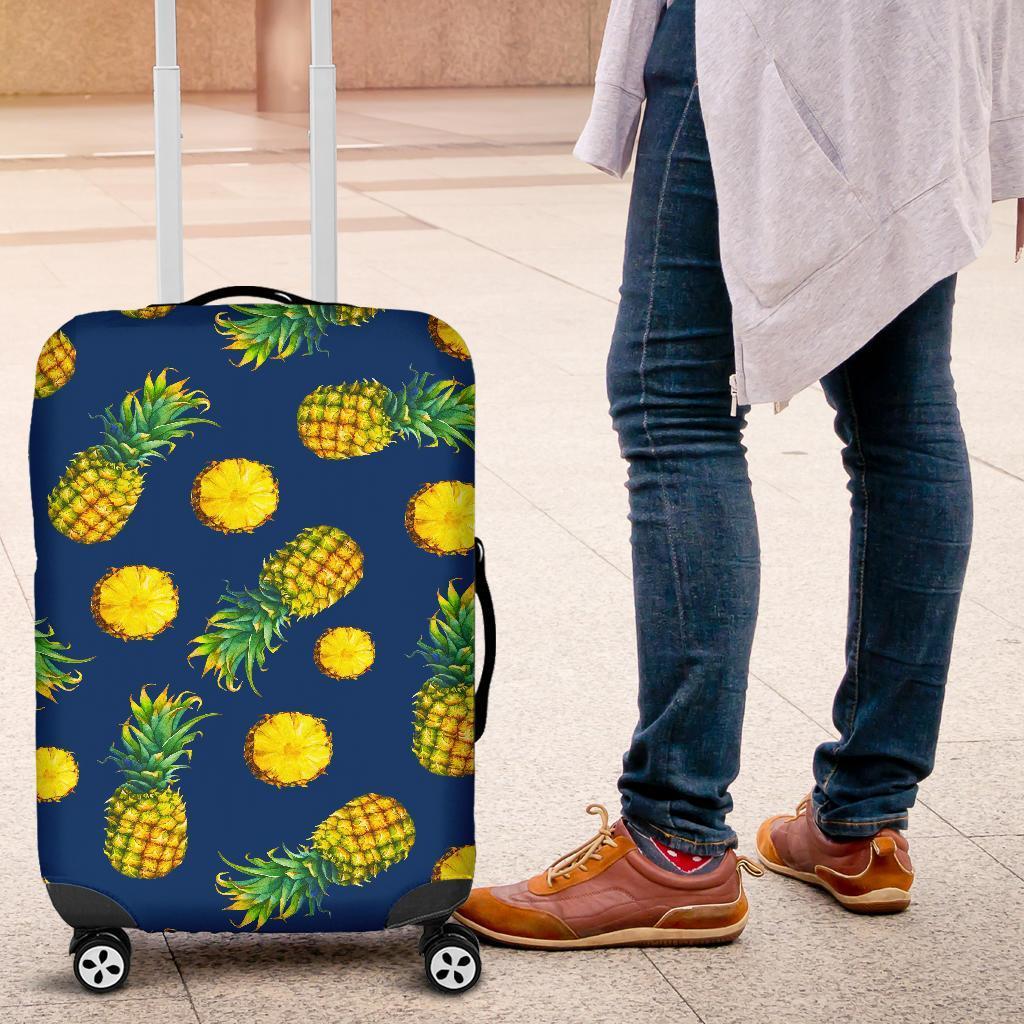 Blue Pineapple Pattern Print Luggage Cover GearFrost