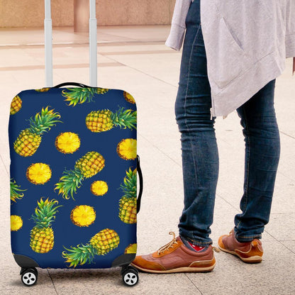 Blue Pineapple Pattern Print Luggage Cover GearFrost