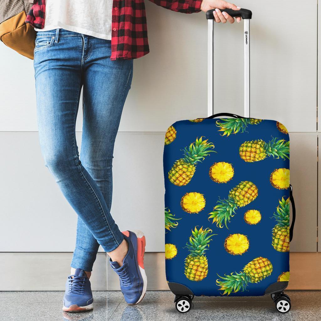 Blue Pineapple Pattern Print Luggage Cover GearFrost