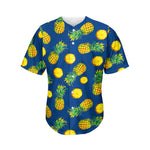 Blue Pineapple Pattern Print Men's Baseball Jersey