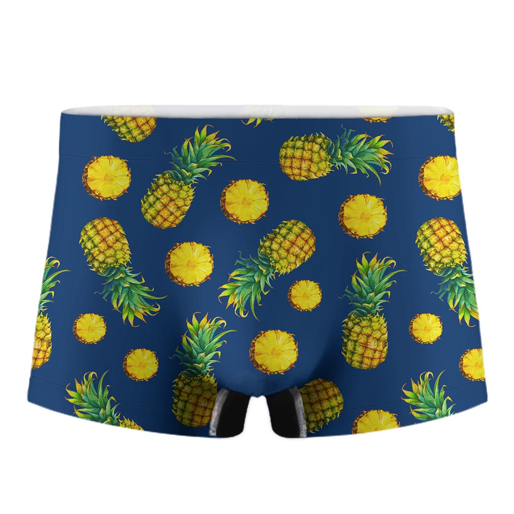 Blue Pineapple Pattern Print Men's Boxer Briefs