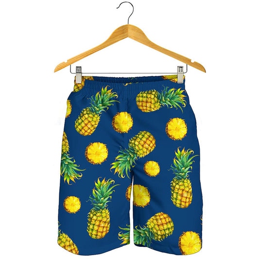 Blue Pineapple Pattern Print Men's Shorts