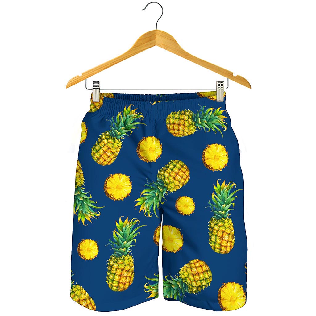 Blue Pineapple Pattern Print Men's Shorts