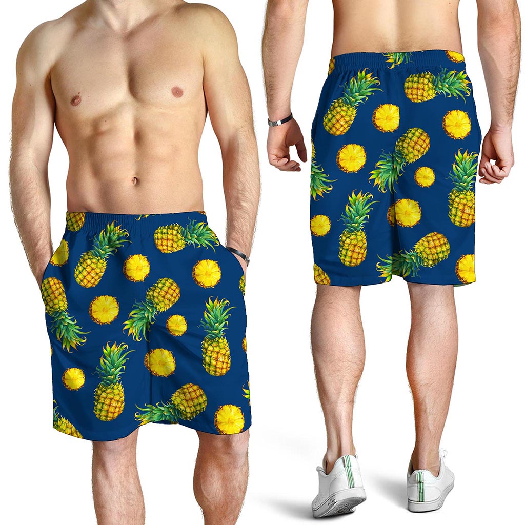 Blue Pineapple Pattern Print Men's Shorts