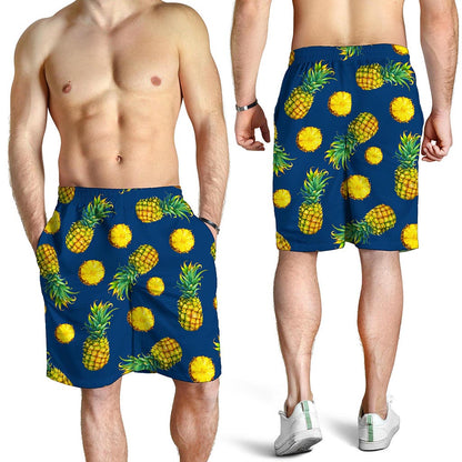 Blue Pineapple Pattern Print Men's Shorts