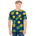 Blue Pineapple Pattern Print Men's T-Shirt