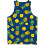 Blue Pineapple Pattern Print Men's Tank Top