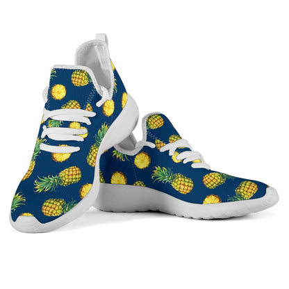 Blue Pineapple Pattern Print Mesh Knit Shoes GearFrost