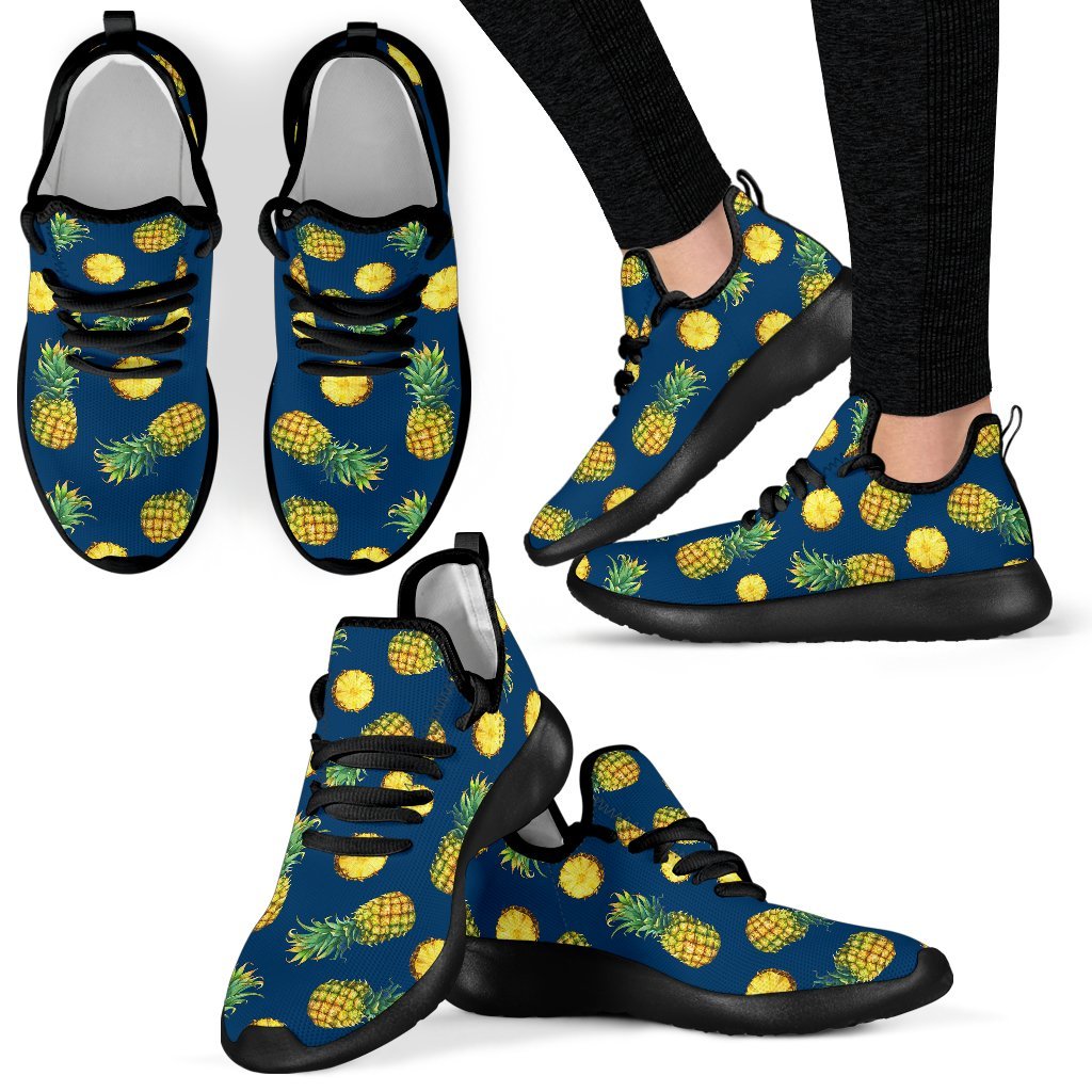 Blue Pineapple Pattern Print Mesh Knit Shoes GearFrost