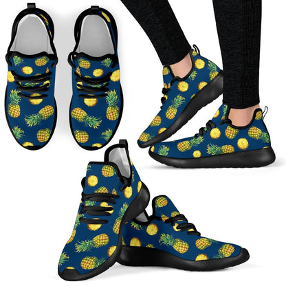 Blue Pineapple Pattern Print Mesh Knit Shoes GearFrost