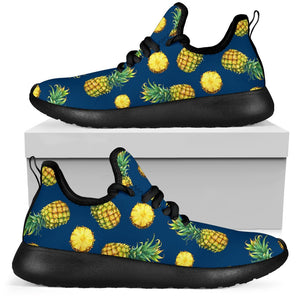 Blue Pineapple Pattern Print Mesh Knit Shoes GearFrost