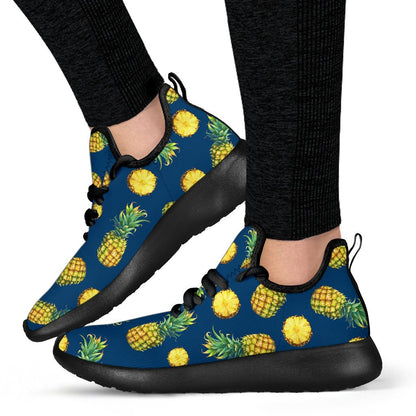 Blue Pineapple Pattern Print Mesh Knit Shoes GearFrost