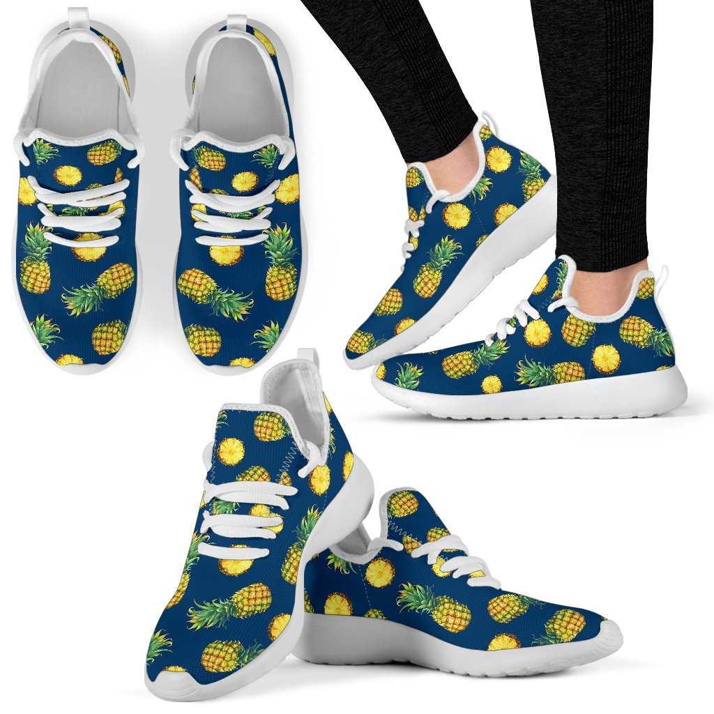 Blue Pineapple Pattern Print Mesh Knit Shoes GearFrost