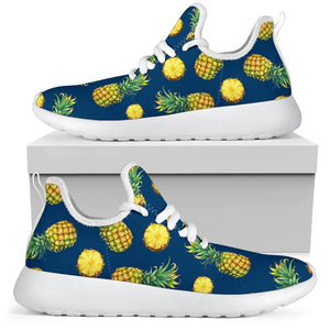 Blue Pineapple Pattern Print Mesh Knit Shoes GearFrost