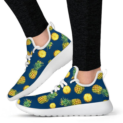 Blue Pineapple Pattern Print Mesh Knit Shoes GearFrost