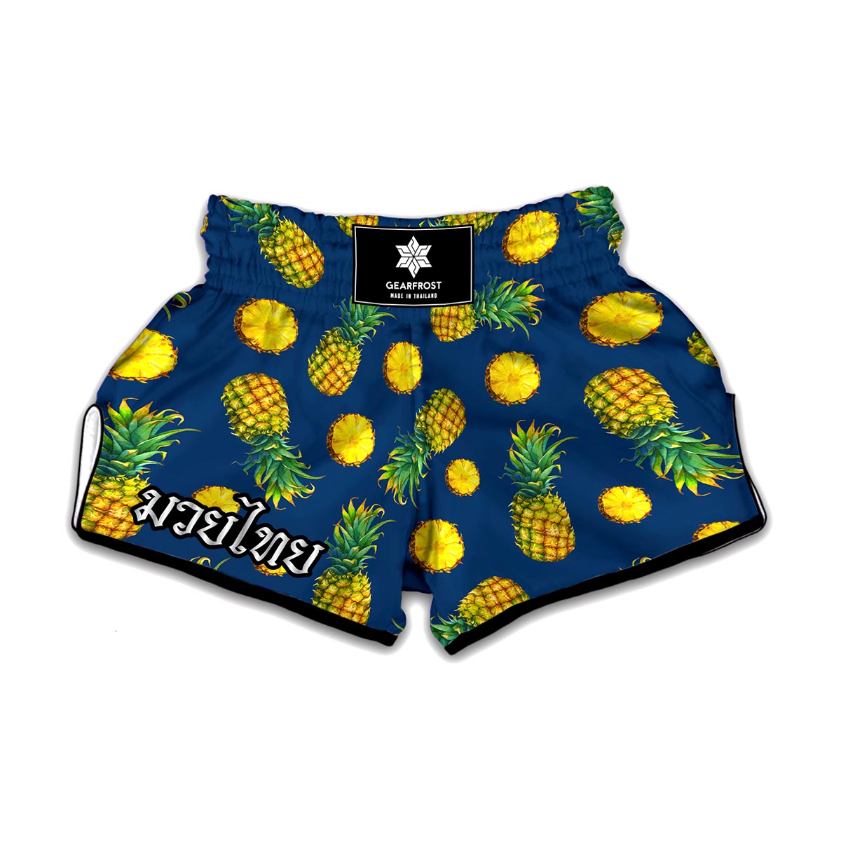 Blue Pineapple Pattern Print Muay Thai Boxing Shorts