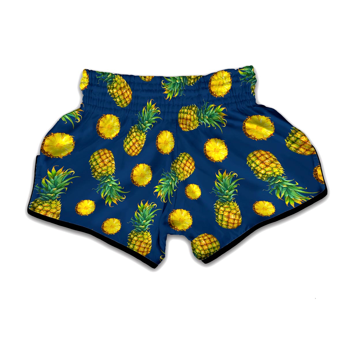 Blue Pineapple Pattern Print Muay Thai Boxing Shorts