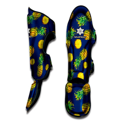 Blue Pineapple Pattern Print Muay Thai Shin Guard