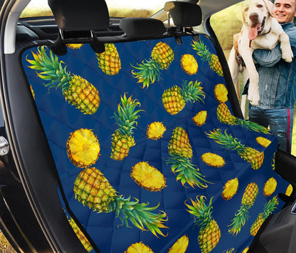 Blue Pineapple Pattern Print Pet Car Back Seat Cover