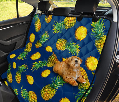 Blue Pineapple Pattern Print Pet Car Back Seat Cover