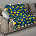 Blue Pineapple Pattern Print Quilt