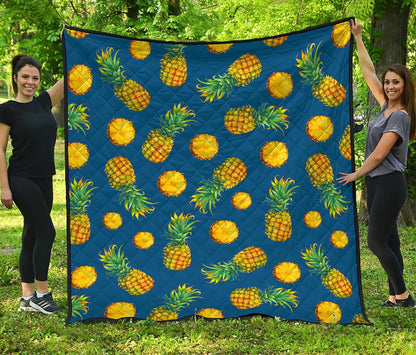 Blue Pineapple Pattern Print Quilt