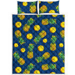 Blue Pineapple Pattern Print Quilt Bed Set