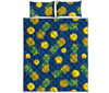 Blue Pineapple Pattern Print Quilt Bed Set