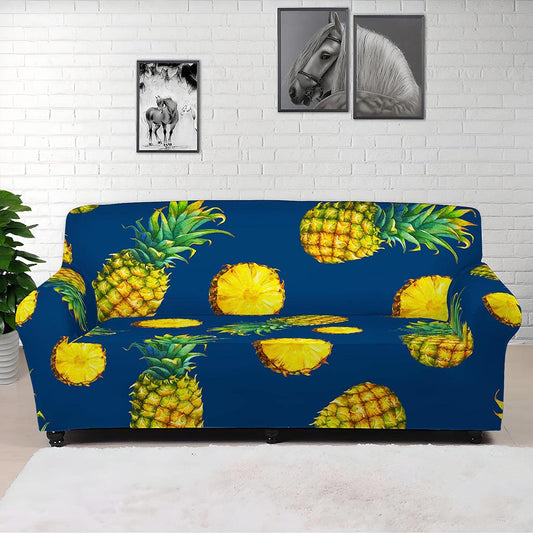 Blue Pineapple Pattern Print Sofa Cover