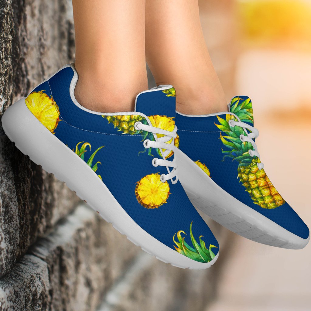 Blue Pineapple Pattern Print Sport Shoes GearFrost