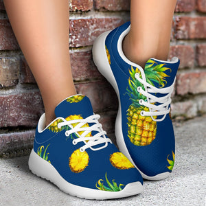 Blue Pineapple Pattern Print Sport Shoes GearFrost