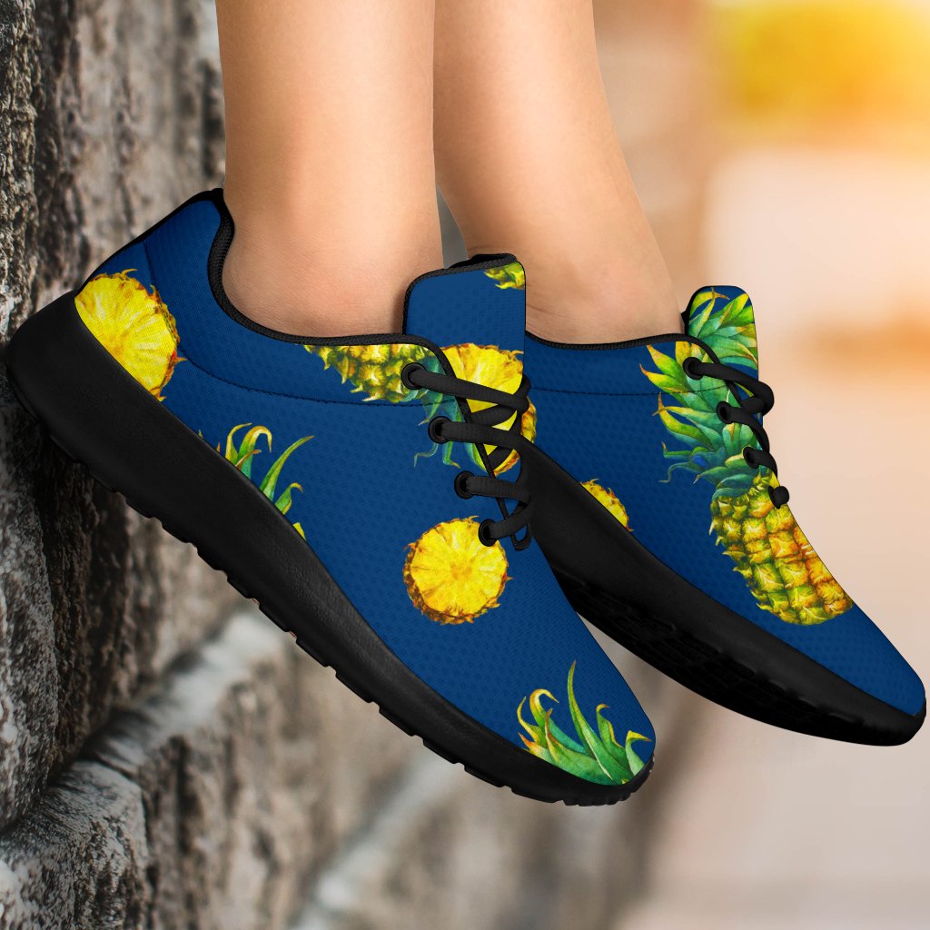 Blue Pineapple Pattern Print Sport Shoes GearFrost