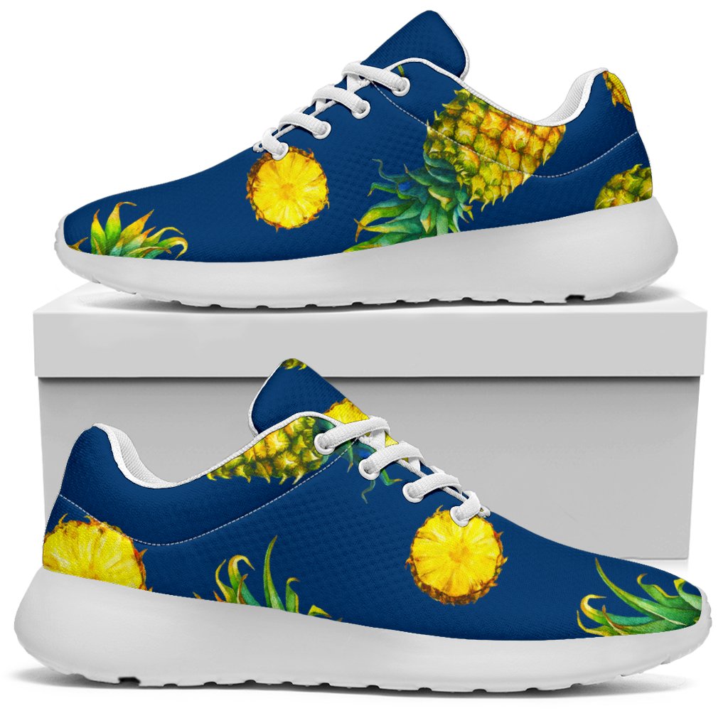 Blue Pineapple Pattern Print Sport Shoes GearFrost