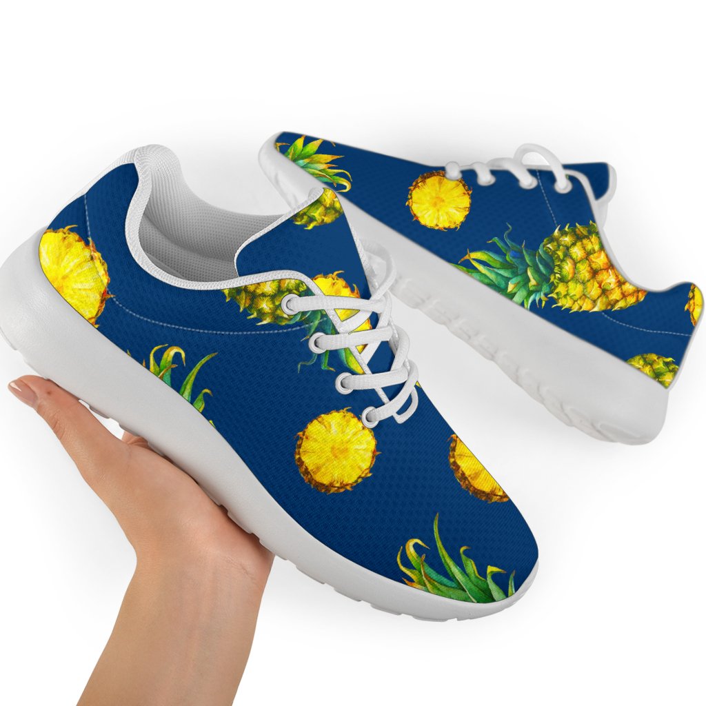 Blue Pineapple Pattern Print Sport Shoes GearFrost