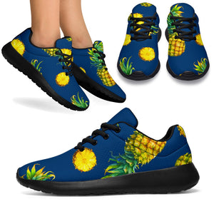 Blue Pineapple Pattern Print Sport Shoes GearFrost