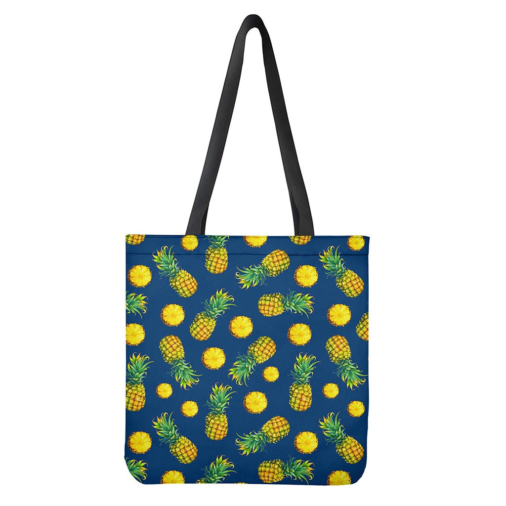 Blue Pineapple Pattern Print Tote Bag