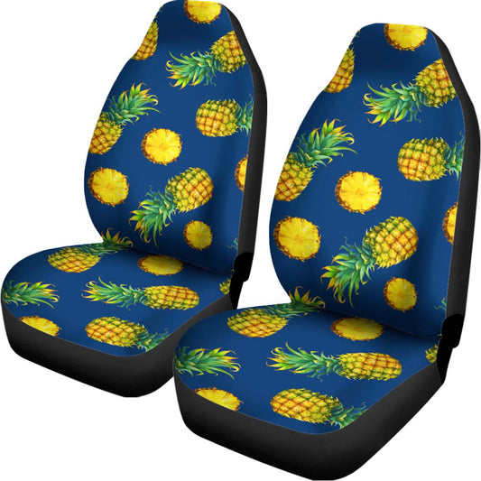 Blue Pineapple Pattern Print Universal Fit Car Seat Covers