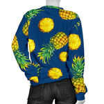 Blue Pineapple Pattern Print Women's Crewneck Sweatshirt GearFrost