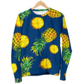 Blue Pineapple Pattern Print Women's Crewneck Sweatshirt