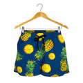 Blue Pineapple Pattern Print Women's Shorts