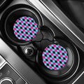 Blue Pink And Black Argyle Pattern Print Car Coasters