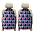 Blue Pink And Black Argyle Pattern Print Car Seat Organizers