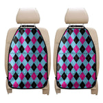 Blue Pink And Black Argyle Pattern Print Car Seat Organizers
