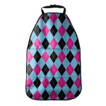 Blue Pink And Black Argyle Pattern Print Car Seat Organizers