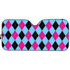 Blue Pink And Black Argyle Pattern Print Car Sun Shade