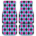 Blue Pink And Black Argyle Pattern Print Front and Back Car Floor Mats