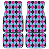 Blue Pink And Black Argyle Pattern Print Front and Back Car Floor Mats