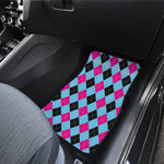 Blue Pink And Black Argyle Pattern Print Front and Back Car Floor Mats